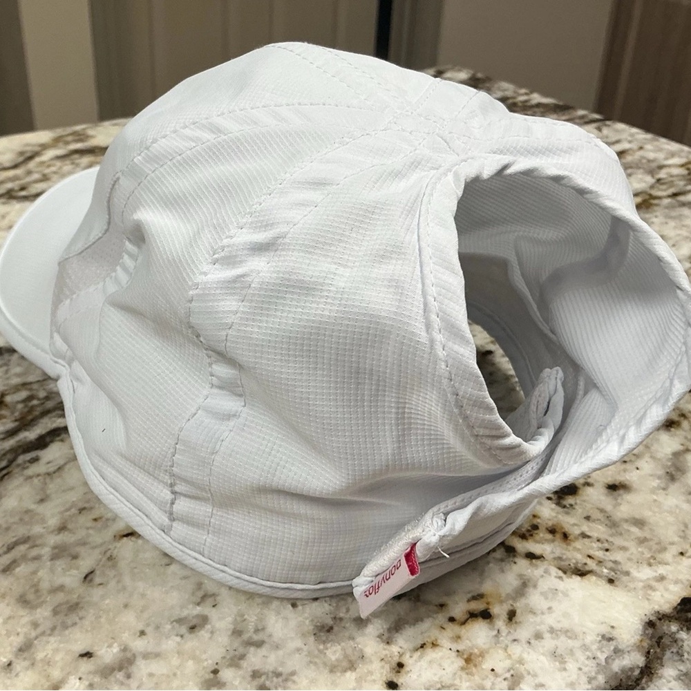 Elegant Bluish White Hue Women's Ponytail Ball Cap Hat - Picture 6 of 10